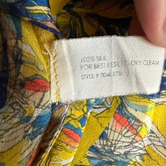 Club Monaco - Silk Patterned Yellow Blouse XS - Picture 3 of 4